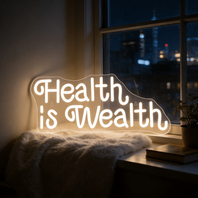 Health Wellness Gym - Letrero Luminoso LED de Neón 'La