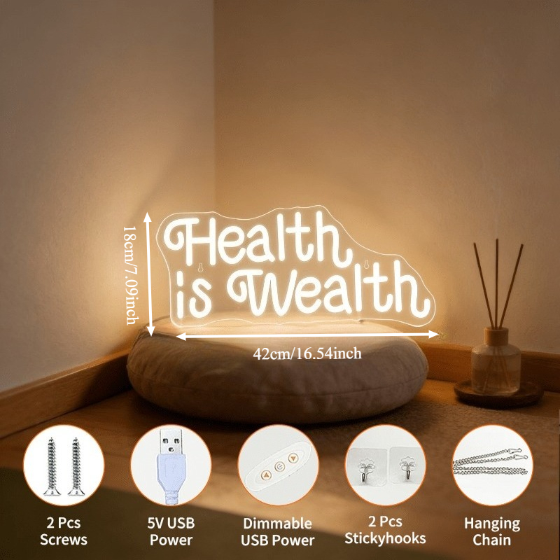 Letrero Luminoso LED de Neón ' - Health Wellness Gym reseña y precio